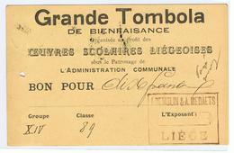 Publiciteitskaart Monsieur L.J.Frenay, Dir. D'Ecole Liège , Grande Tombola, Demoulin En Medaets - Other & Unclassified