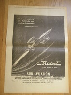 SUD AVIATION Avion De Chasse TRIDENT - Publicité D'époque : 1958 - Advertisements
