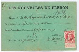 Publiciteitskaart  Les Nouvelles De Fleron Via Herve Naar Beyne Heusay 1909 - Otros & Sin Clasificación