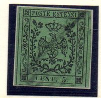 ASI52 - MODENA 1852 , 5 Cent  N. 7  Usato Con Punto Dopo La Cifra. BOLAFFI - Modène