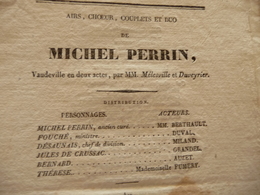 XIXème  Papier Chiffon  Paroles Airs Couplets Et Duo De Michel Perrin Vaudeville Mélesville Duveyrier  XIXème - Altri & Non Classificati