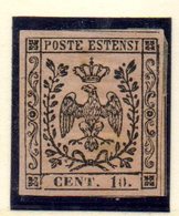 ASI53 - MODENA 1852 , 10 Cent  N. 9  Nuovo * Con Punto Dopo La Cifra. OLIVA - Modène