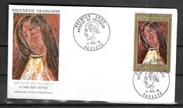 Polynésie Française Fdc   17  12  1975 à Papeete Cat Yt   N° 102 Poste Aérienne - Briefe U. Dokumente