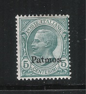 PATMO-Egeo-Possedimenti Italiani- 1912 -valore Nuovo Stl Da 5 C. Soprastampato - In Buone Condizioni, Come Da Scansione. - Egée (Patmo)