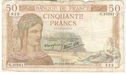 Billet 50 Francs France Cérès 15-6-1939 - 50 F 1934-1940 ''Cérès''