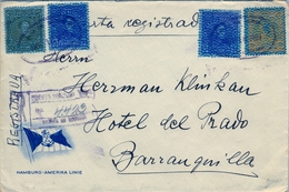 1934 , VENEZUELA , SOBRE DE LA HAMBURG - AMERIKA LINE CERTIFICADO A BARRANQUILLA - Venezuela