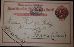 O) 1914 BRAZIL, LIBERTY HEAD 100 Reis - UPU, TO ELSASS, XF - Ganzsachen