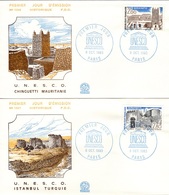 FRANCE Service  75 à 76 FDC Premier Jour UNESCO Chinguetti Mauritanie Istanbul Turquie Turkey 1983 1 - Lettres & Documents