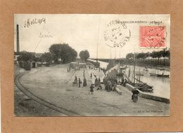 CPA - SAUJON-RIBEROU (17) - Aspect Des Bateaux à Voile à Quai Sur La Seudre Et Petit Train De Marchandises En 1904 - Saujon