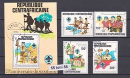 1982 75th Anniversary Of Scouting  4v.+S/S - Used(O) R. Centrafricaine - Oblitérés