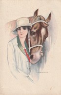 Carte Postale Ancienne Illustrée Par Nanni - Femme - Cheval - Nanni