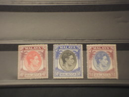 MALACCA - 1949/52 RE/PIANTE 3 VALORI - NUOVI(++) - Malacca