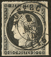 Oblitérations Sur 20c Noir. Cad Noir Type 15. 8 Janv De Ruffec, Un Voisin, Sur N°3. - TB - 1849-1850 Ceres