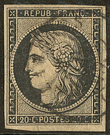 Oblitérations Sur 20c Noir. Cad Noir Type 15. Sur N°3. - TB - 1849-1850 Cérès