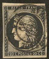 Oblitérations Sur 20c Noir. Cad Noir Type 15. Sur N°3, Filet Effleuré, TB D'aspect - 1849-1850 Ceres