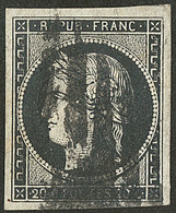 Oblitérations Sur 20c Noir. 10 Barres En Cercle, De Lille. No 3a, Un Voisin. - TB. - R (cote Maury) - 1849-1850 Ceres