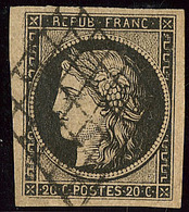 No 3b, Noir Sur Chamois, Obl Grille. - TB - 1849-1850 Cérès