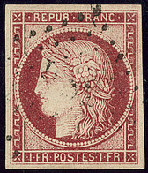 No 6, Carmin, Obl "DS 2", Jolie Pièce. - TB. - R - 1849-1850 Ceres