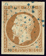 No 9b, Bistre Foncé, Obl étoile Bleue, Un Voisin, Jolie Pièce. - TB. - R ((N°et Cote Maury 2009) - 1852 Louis-Napoléon