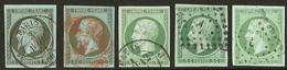 Nos 11 (2), 12 (3), Nuances Et Obl. - TB - 1853-1860 Napoleon III