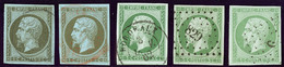 Nos 11 (2), 12 (3), Nuances Et Obl. - TB - 1853-1860 Napoléon III