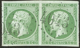 No 12, Paire Obl Gc 4043, Ex Choisi. - TB - 1853-1860 Napoléon III.