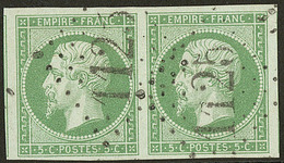 No 12, Paire, Deux Voisins, Obl Gc 1125, Ex Choisi. - TB - 1853-1860 Napoléon III