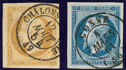 Nos 13A, 14B, Obl Cad 15, Frappes Superbes. - TB - 1853-1860 Napoléon III