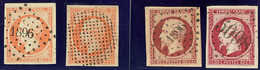 Nos 16 (2 Dont Un Obl Pointillés), 17Ac (deux Voisins), 17Ba Obl Gc 5098, Ex Choisis. - TB - 1853-1860 Napoléon III.