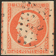 No 16a, Orange Vif, Deux Voisins, Obl Losange Bâton, Ex Choisi. - TB - 1853-1860 Napoléon III