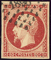 Vermillonné Foncé. No 17Ar, Obl Pc. - TB - 1853-1860 Napoléon III