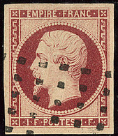 No 18a, Carmin Foncé, Obl Gros Points, Très Jolie Pièce. - TB. - RR - 1853-1860 Napoléon III