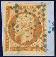 Oblitérations. Etoile Bleue. No 13Ac, Bistre-brun, Sur Support, Ex Choisi. - TB - 1853-1860 Napoléon III