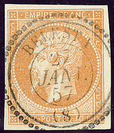 Oblitérations. Cad Perlé. No 13Ab, Bistre-orange, Obl Cad Belesti. - TB - 1853-1860 Napoleon III