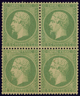 ** No 20g, Vert-jaune Sur Verdâtre, Bloc De Quatre, Jolie Pièce. - TB - 1862 Napoleone III