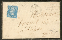 Lettre Retouche De Meinerzhagen. No 22, Case 121F3 (2°état), Obl Gc Sur Enveloppe Avec Texte De Bordeaux Oct 66. - TB. - - 1862 Napoléon III.