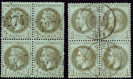 No 25, Deux Bloc De Quatre Obl Gc Et Cad, Nuances. - TB - 1863-1870 Napoléon III Con Laureles