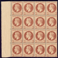 ** No 26B Rouge -brun Clair, Bloc De Seize Bdf, Pli Horizontal Sur Une Bande De Quatre Et Adhérences Sur Une Paire, Très - 1863-1870 Napoleon III With Laurels