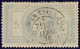 5 Et F En Bleu. No 33A, Obl Cad 17 De Marseille 27 Avril 76. - TB - 1863-1870 Napoleone III Con Gli Allori