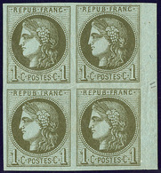 ** No 39Ia, Olive Foncé, Bloc De Quatre Bdf, Très Frais. - TB - 1870 Uitgave Van Bordeaux