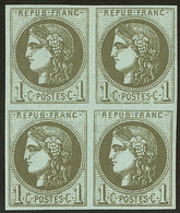 ** No 39II, Olive, Bloc De Quatre (deux Ex *). - TB - 1870 Emission De Bordeaux