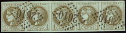 No 39IIIo, Bande De Cinq Obl Gc 2610, Jolie Pièce. - TB - 1870 Emission De Bordeaux