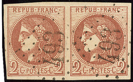 No 40IIb, Brun-rouge Foncé, Paire Obl Gc 493, Jolie Pièce. - TB - 1870 Emission De Bordeaux
