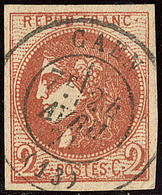 No 40IIc, Rouge Brique, Obl Cad 17 De Caen Avril 71, Jolie Pièce. - TB - 1870 Emission De Bordeaux