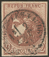 No 40IIh, Chocolat Foncé, Nuance Très Foncée, Obl Cad, Superbe. - R - 1870 Bordeaux Printing