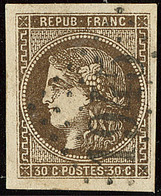 No 47c, Brun Noir, Obl Gc 1945, Jolie Pièce. - TB. - R - 1870 Bordeaux Printing