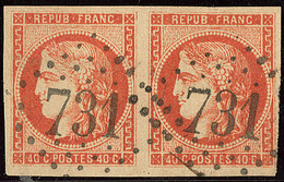 No 48h, Paire Obl Gc 731, Jolie Pièce. - TB. - R - 1870 Bordeaux Printing