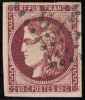 No 49, Nuance Lie De Vin Exceptionnelle, Obl Gc. - TB - 1870 Emission De Bordeaux