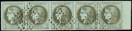 Oblitérations. Petits Chiffres Du Gros Chiffre. No 39I, Bande De Cinq Bdf, Obl Pgc 2768, Jolie Pièce. - TB - 1870 Bordeaux Printing