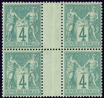 ** No 63, Bloc De Quatre Interpanneaux, Très Frais. - TB - 1876-1878 Sage (Typ I)